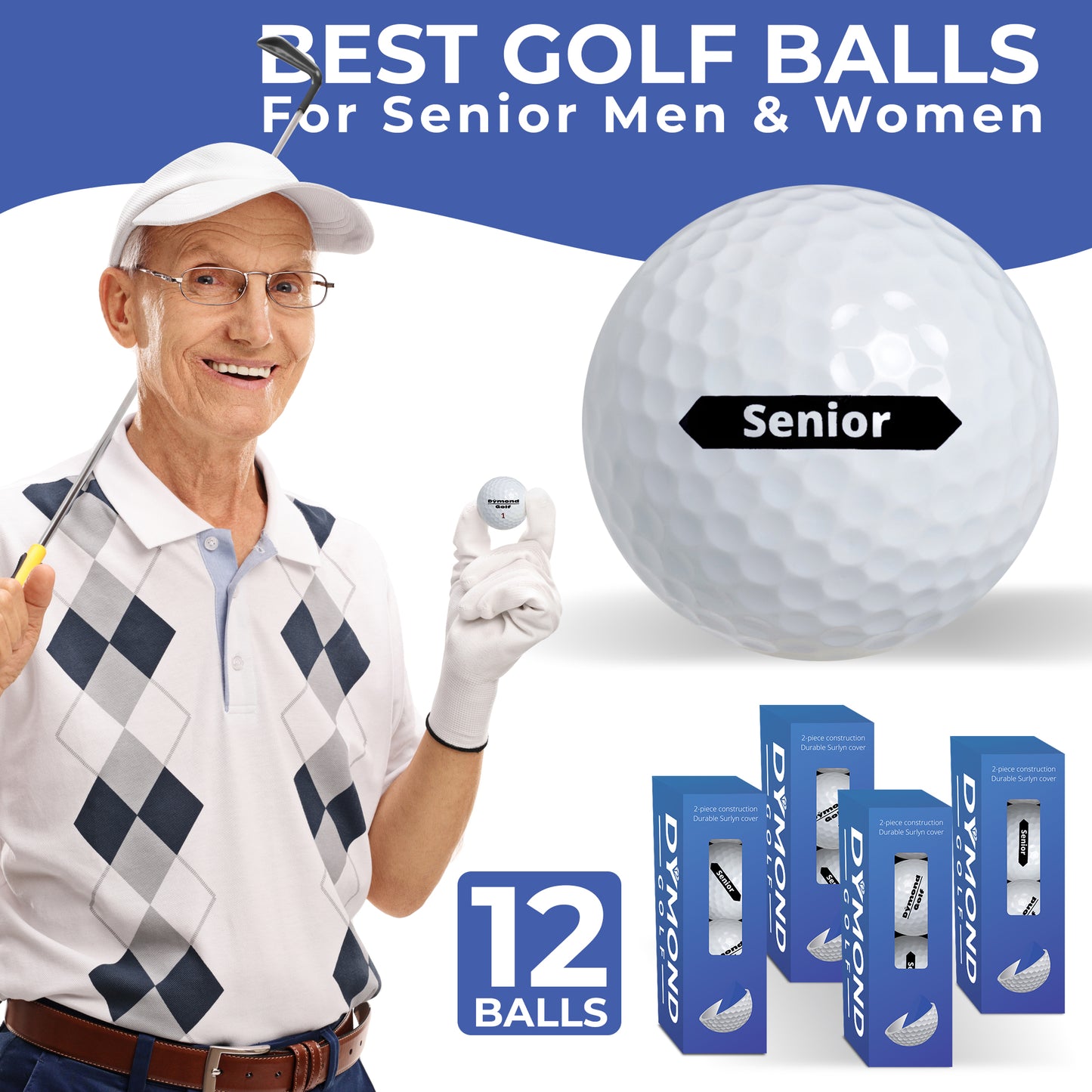 Dymond Golf Senior Golf balls - One Dozen (White)