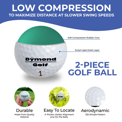 Dymond Golf Senior Golf balls - One Dozen (White)